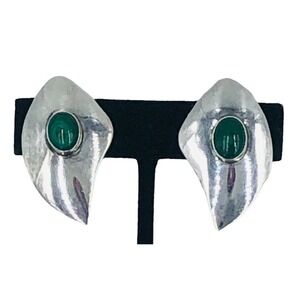 Native American Indian Sterling Silver Jefferson James Malachite Earrings